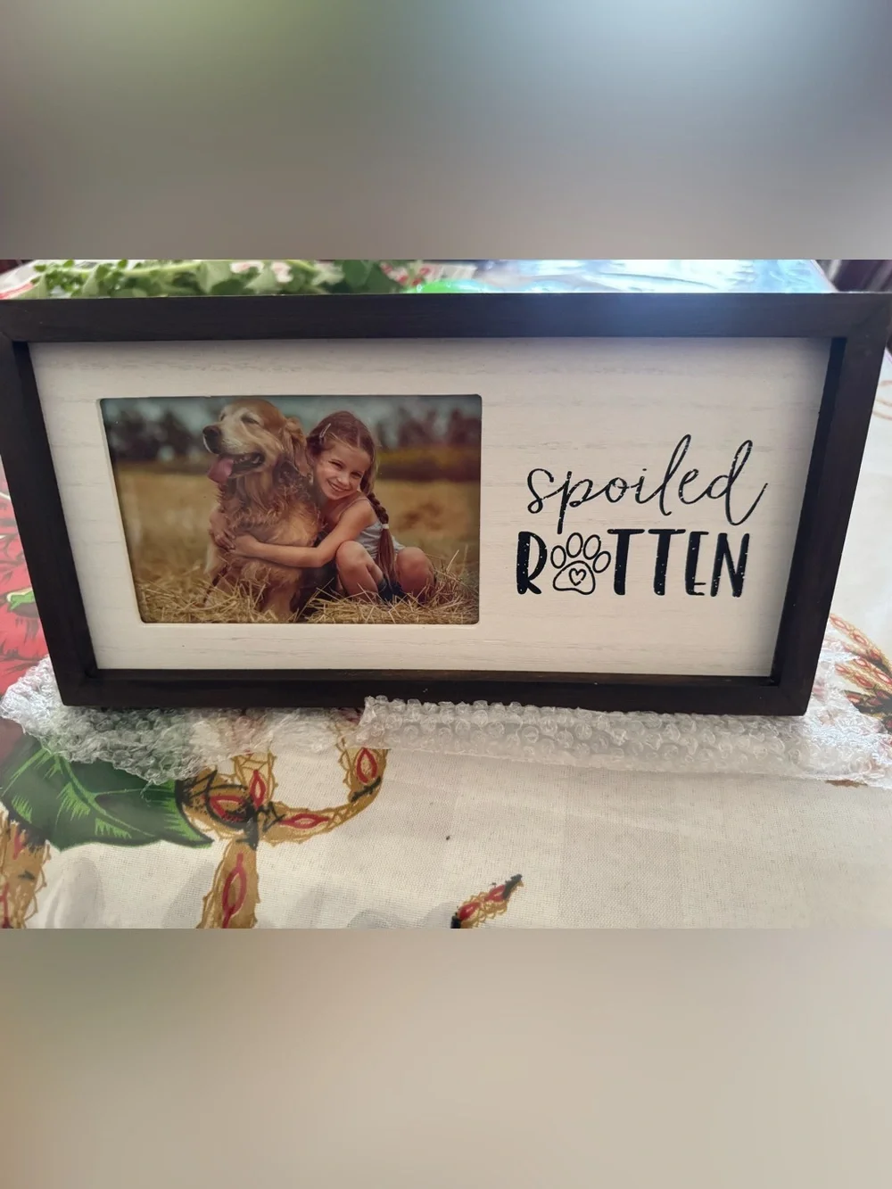 Dog Photo Frame - White/Brown 